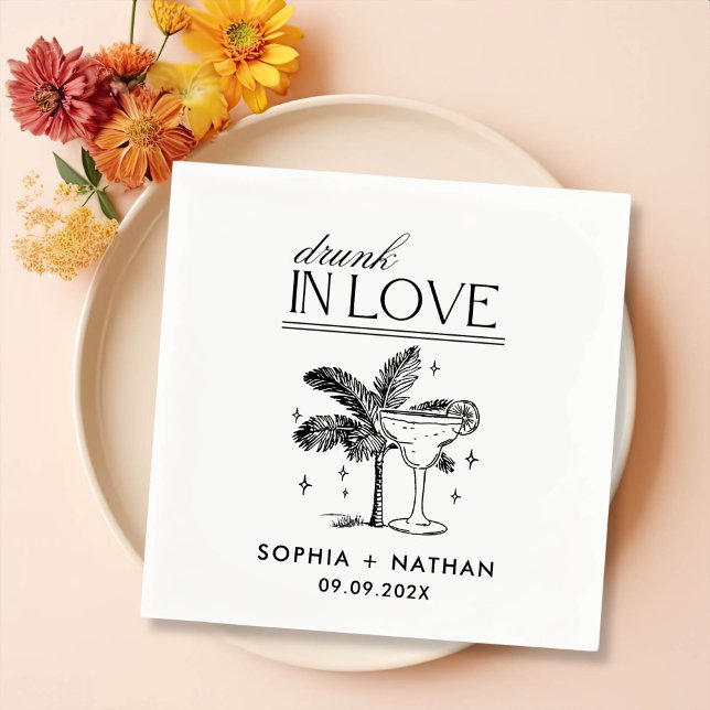 Drunk In Love Personalized Beach Wedding Napkins (Creator Uploaded)