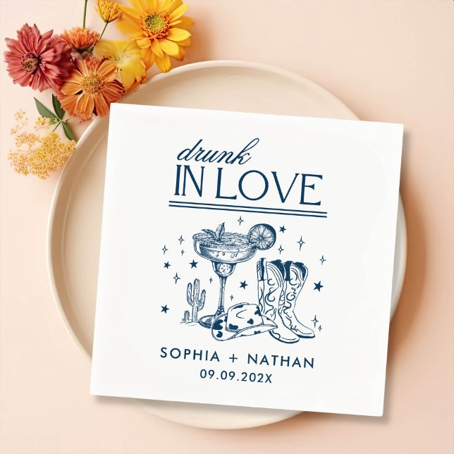Drunk In Love Personalized Cowgirl Wedding Napkin (Creator Uploaded)