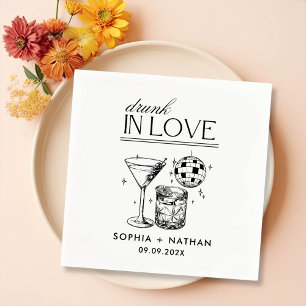 Drunk In Love Personalized Disco Cocktail Wedding Napkin