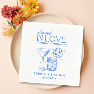 Drunk In Love Personalized Disco Cocktail Wedding Napkin