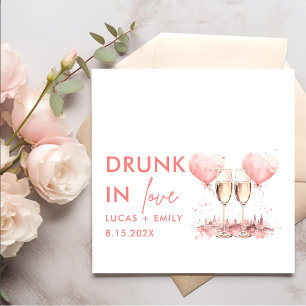 Drunk In Love Personalized Pink Glasses Wedding Napkin