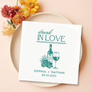 Drunk In Love Personalized Wine Cocktail Wedding Napkin