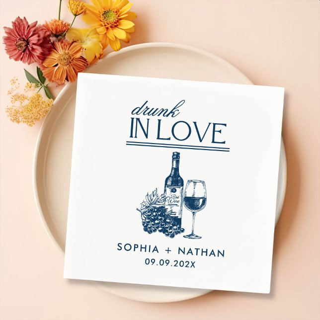 Drunk In Love Personalized Wine Cocktail Wedding Napkin (Creator Uploaded)