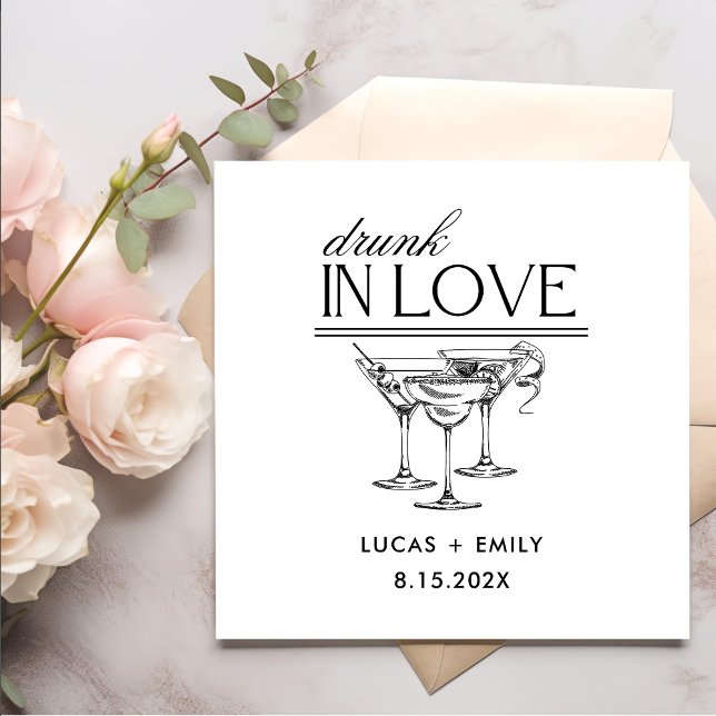 Drunk In Love Personalized Wine Glasses Wedding Napkin (Creator Uploaded)
