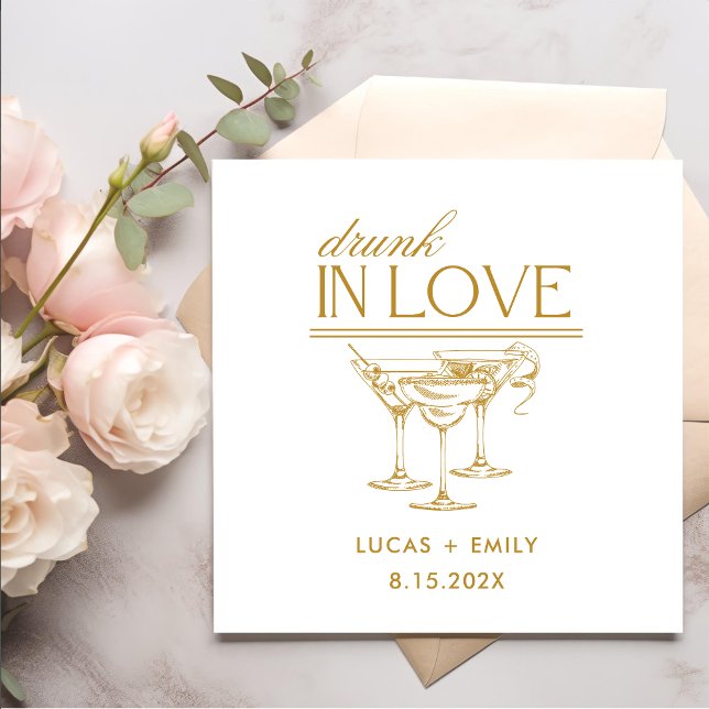 Drunk In Love Personalized Wine Glasses Wedding Napkin (Creator Uploaded)