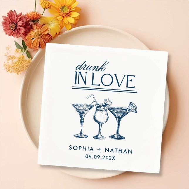 Drunk In Love Personalized Wine Glasses Wedding Napkin (Creator Uploaded)