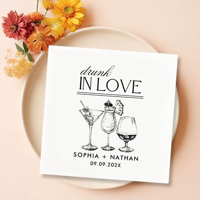 Drunk In Love Personalized Wine Glasses Wedding Napkin (Creator Uploaded)