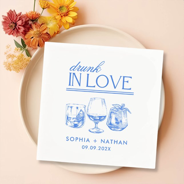 Drunk In Love Personalized Wine Glasses Wedding Napkin (Creator Uploaded)