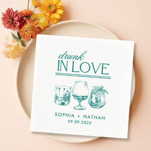 Drunk In Love Personalized Wine Glasses Wedding Napkin