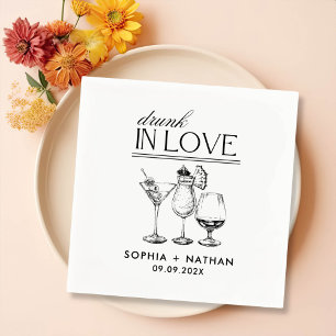 Drunk In Love Personalized Wine Glasses Wedding Napkin