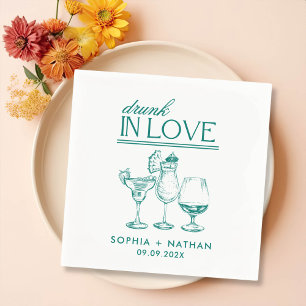 Drunk In Love Personalized Wine Glasses Wedding Napkin