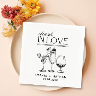 Drunk In Love Personalized Wine Glasses Wedding Napkin