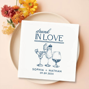 Drunk In Love Personalized Wine Glasses Wedding Napkin