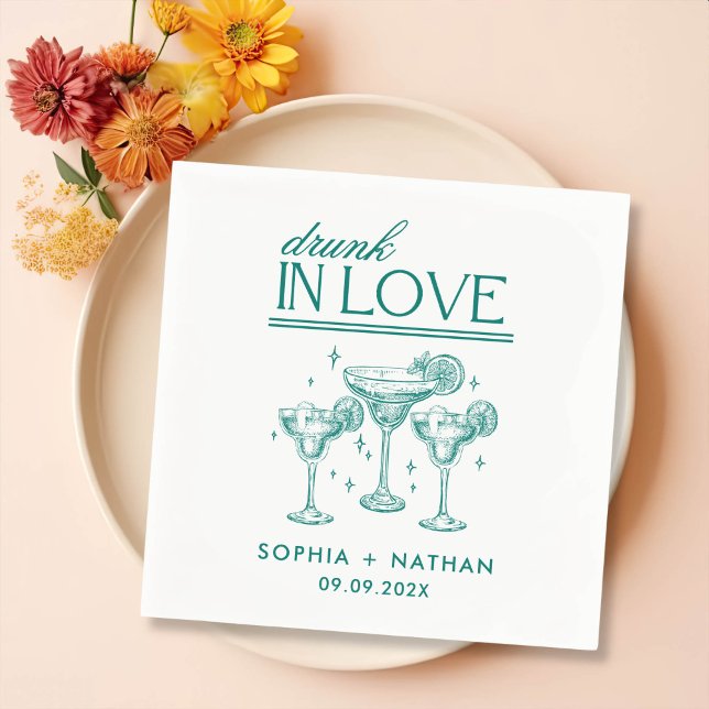 Drunk In Love Personalized Wine Glasses Wedding Napkin (Creator Uploaded)