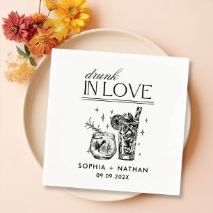 Drunk In Love Personalized Wine Glasses Wedding Napkin