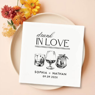 Drunk In Love Personalized Wine Glasses Wedding Napkin