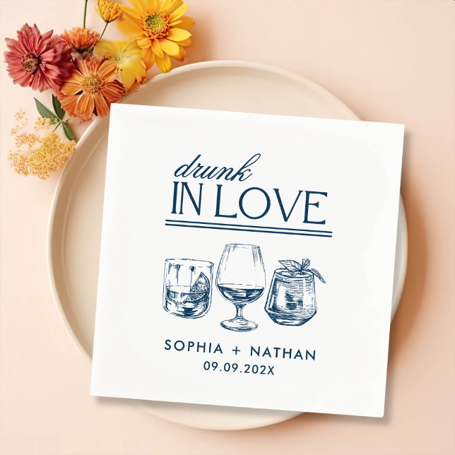 Drunk In Love Personalized Wine Glasses Wedding Napkin (Creator Uploaded)