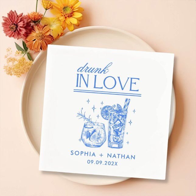 Drunk In Love Personalized Wine Glasses Wedding Napkin (Creator Uploaded)