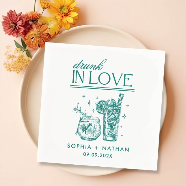 Drunk In Love Personalized Wine Glasses Wedding Napkin (Creator Uploaded)