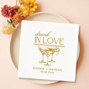 Drunk In Love Personalized Wine Glasses Wedding Napkin