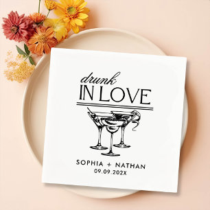 Drunk In Love Personalized Wine Glasses Wedding Napkin