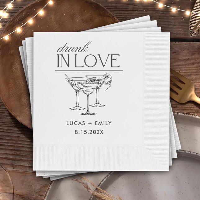 Drunk In Love Personalized Wine Glasses Wedding Napkin (Creator Uploaded)