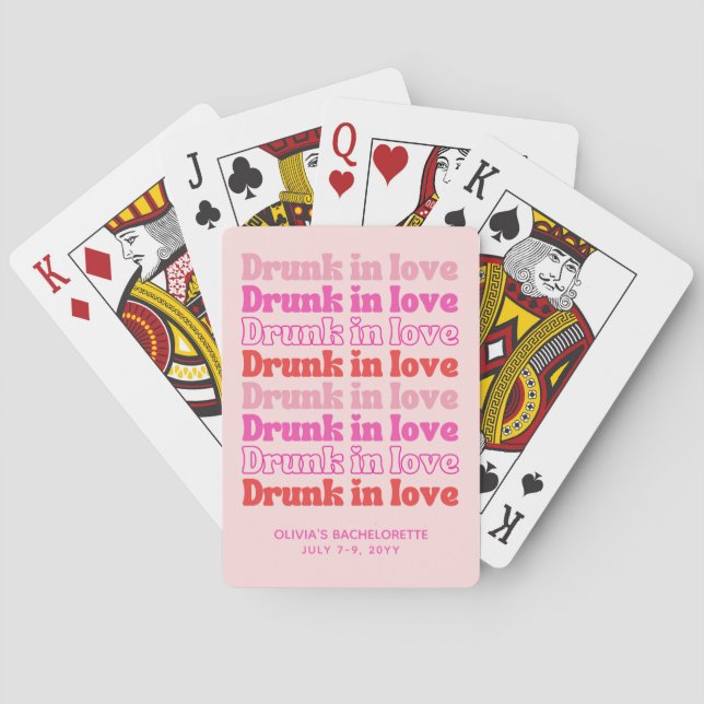 Drunk in Love Pool Party Bachelorette Party Playing Cards (Back)