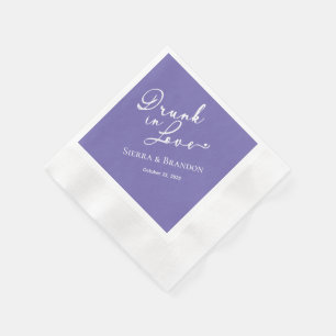 Drunk In Love Purple Monogram Wedding Napkins
