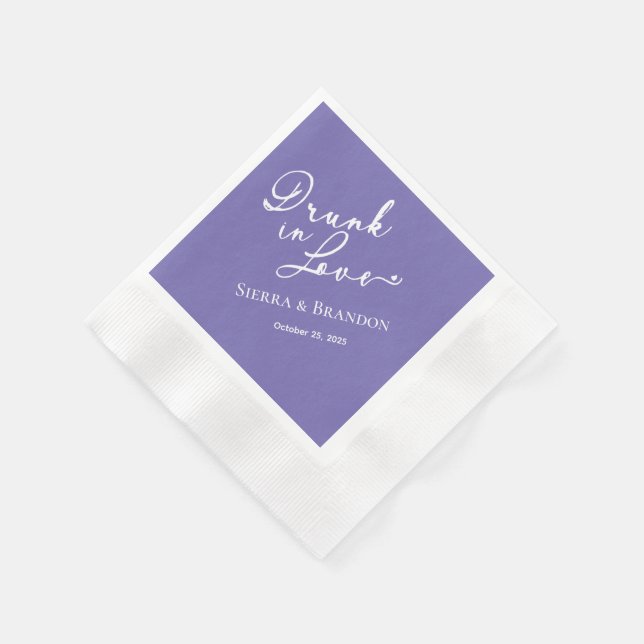 Drunk In Love Purple Monogram Wedding Napkins (Corner)