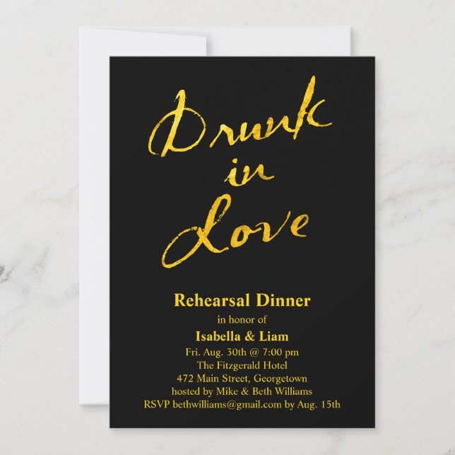 Drunk in Love Rehearsal Diner Invitation (Devant)
