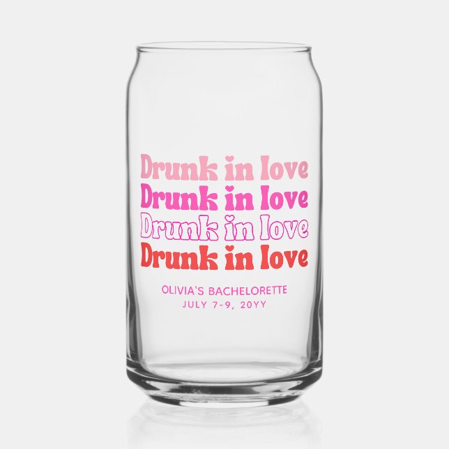 Drunk in Love Rose Retro Bachelorette Party Favori (Recto)