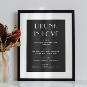 Drunk in Love Sign   Black Modern Wedding Drinks