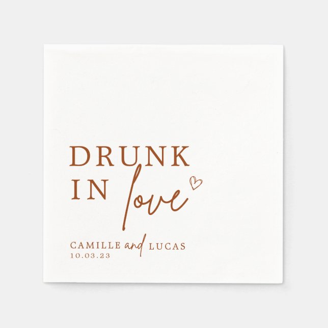 Drunk In Love Terracotta Rust Personalized Napkins (Front)