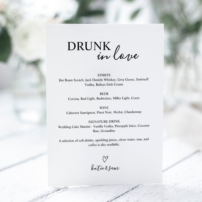 Drunk In Love Wedding Bar Sign Menu (Creator Uploaded)