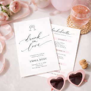 Drunk in Love Whimsy Script Bachelorette Weekend Invitation
