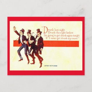Drunk last night... 1909 Vintage Postcard