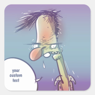 drunk man funny cartoon square sticker