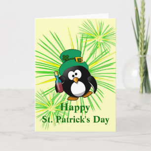 Drunk Penguin With Booze - Customizable Card