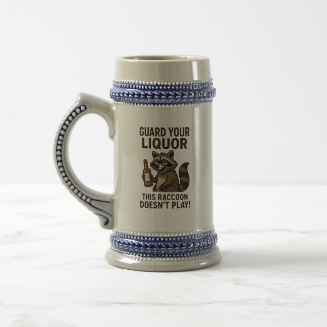 Drunk Raccoon  Beer Stein (Left)