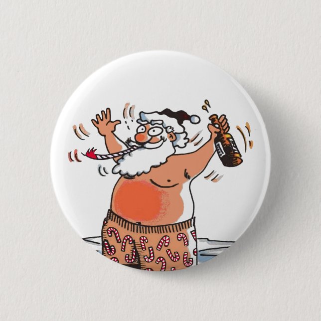Drunk Santa button (Front)