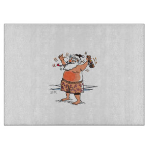 Drunk Santa glass cutting board