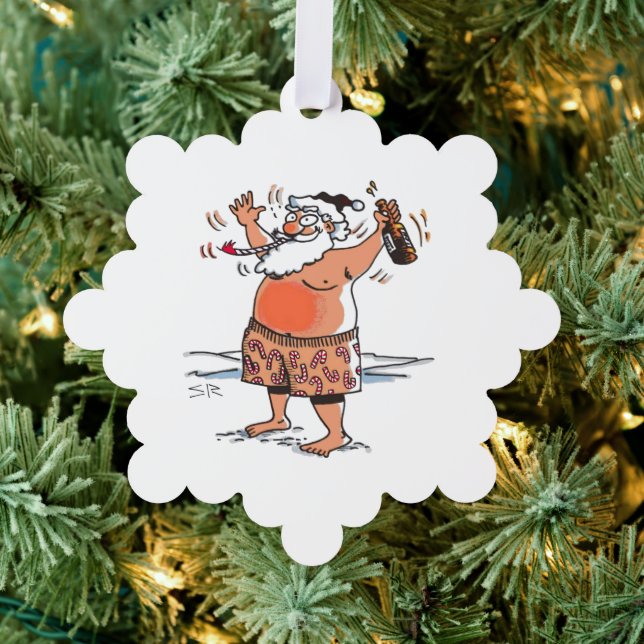 Drunk Santa snowflake paper ornament Card (Insitu (Tree))