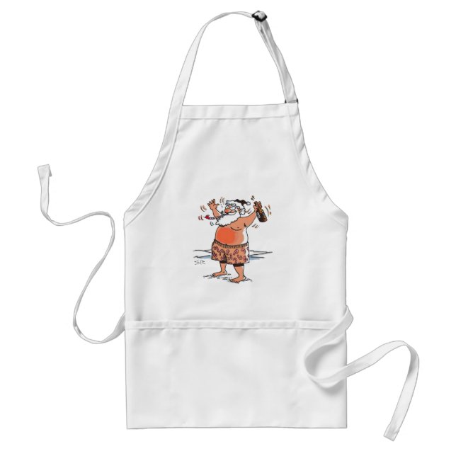 Drunk Santa standard white chef apron (Front)
