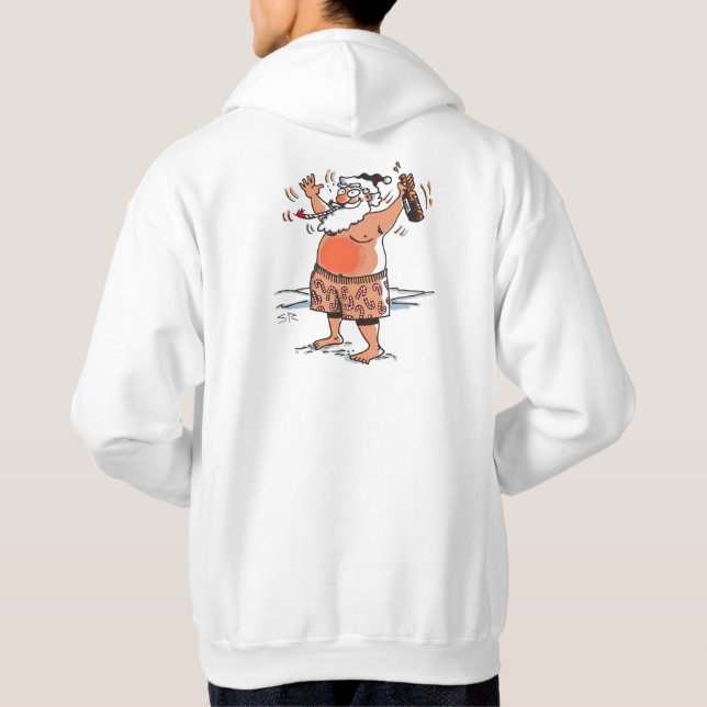 Drunk Santa white hooded sweatshirt back (Back)