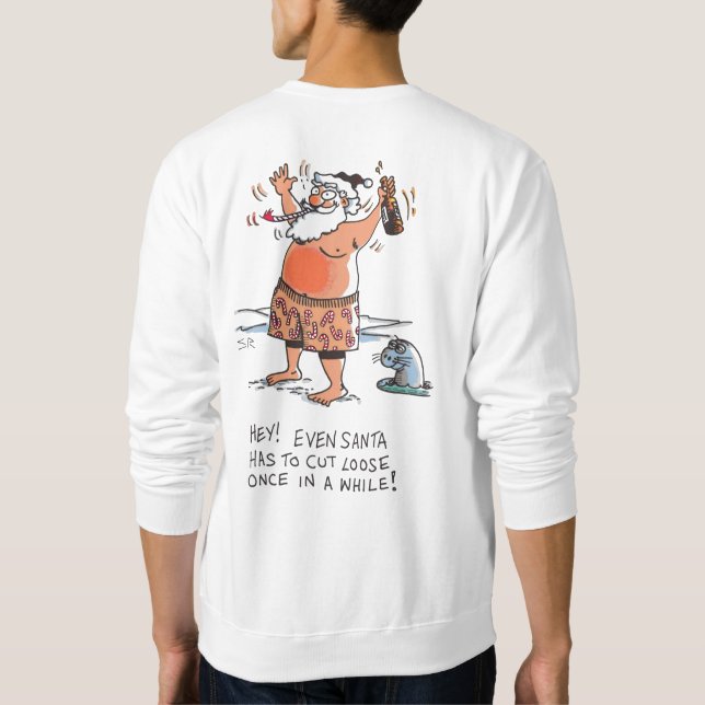 Drunk Santa white sweatshirt back (Back)