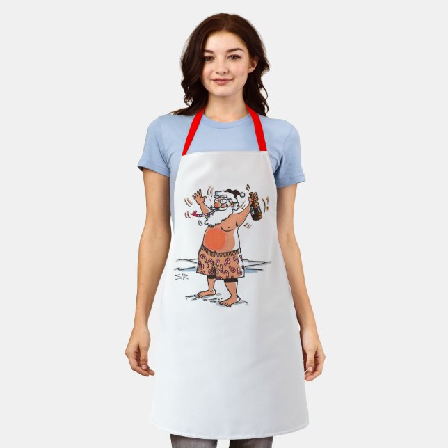 Drunk Santa women chef apron (Worn)