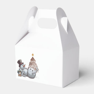 Drunk snowman with a bottle of whiskey. favor box