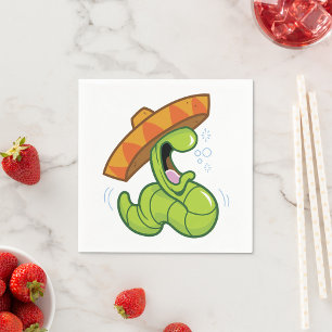 Drunk Worm with Sombrero Mexican Party Napkin
