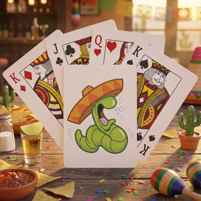 Drunk Worm with Sombrero Mexican Party Playing Cards (Creator Uploaded)