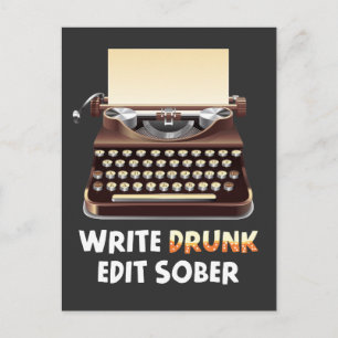 Drunk Writer Novelist Literature Book Author Postcard
